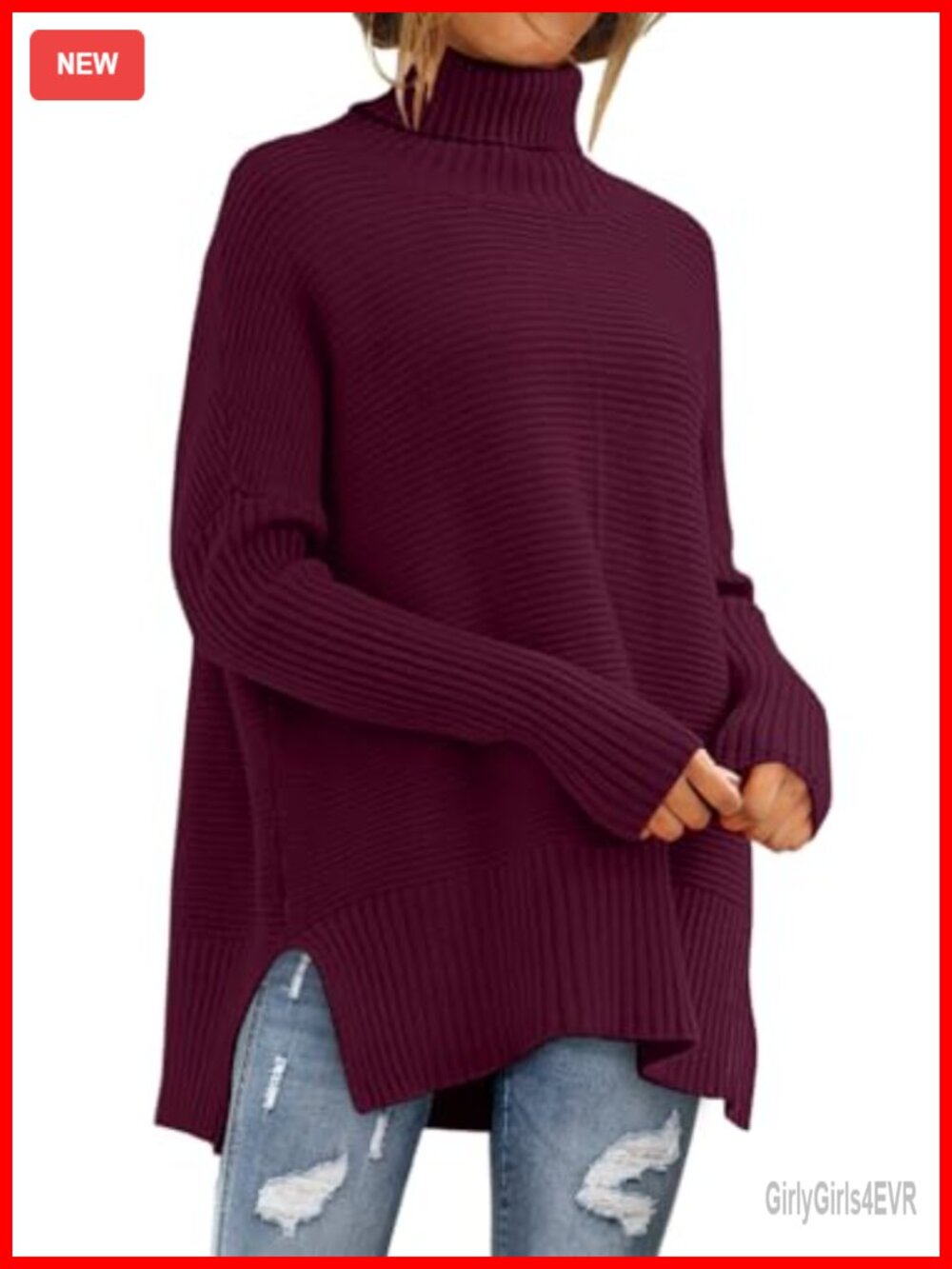 Oversized Turtleneck Sweater Viscose Blend Pullover Tunic Fall